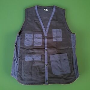 Wasted Collective Vest Streetwear Chore Utility Vest Pocket Large Blue Black Men